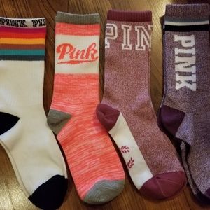 Pink VS crew socks, new 4 pairs womens